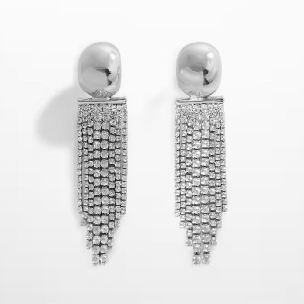Silver and crystal earrings NWT. Attention grabbers!!